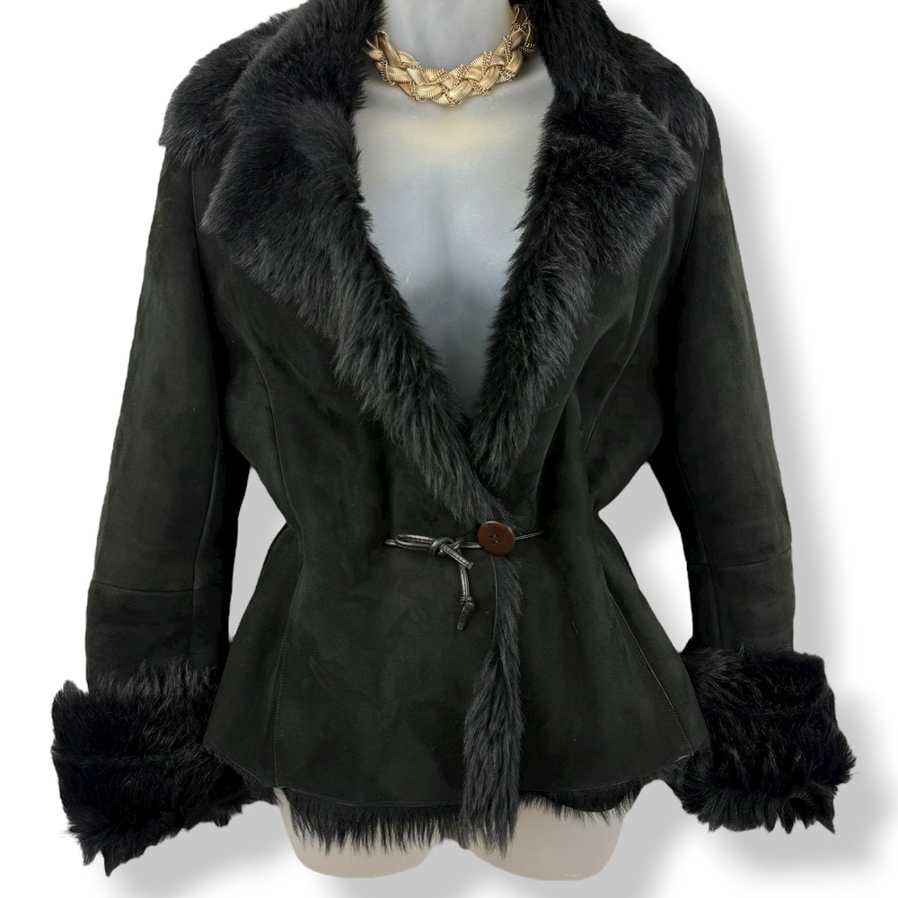 Rizal Black Lamb Shearling Penny Lane Coat